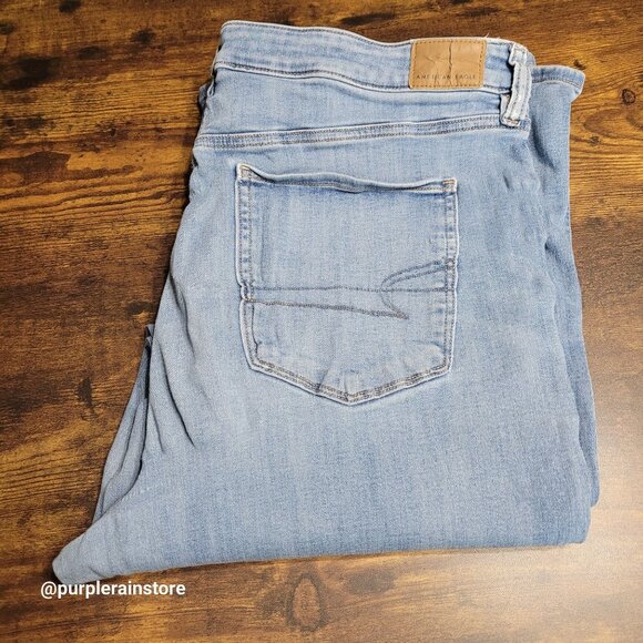 American Eagle Jeans 18 R Super Hi Rise Flare Next Level Stretch Medium Light - Picture 3 of 13